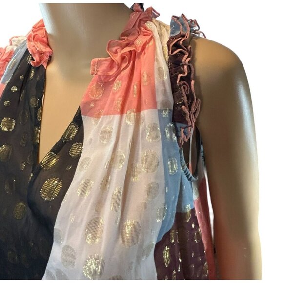 Maeve Fantasia Metallic Clip Dot Blouse Size 0 - Picture 6 of 11